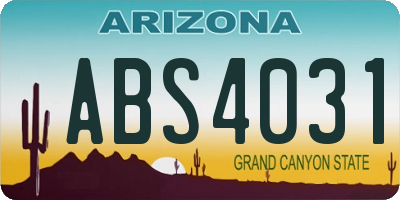 AZ license plate ABS4031