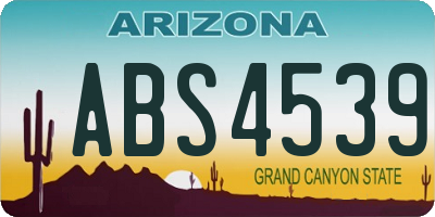 AZ license plate ABS4539