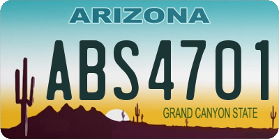 AZ license plate ABS4701