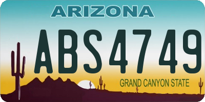 AZ license plate ABS4749