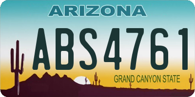 AZ license plate ABS4761