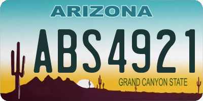 AZ license plate ABS4921