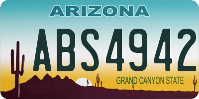 AZ license plate ABS4942