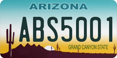 AZ license plate ABS5001