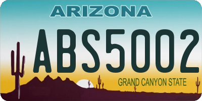 AZ license plate ABS5002