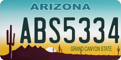 AZ license plate ABS5334