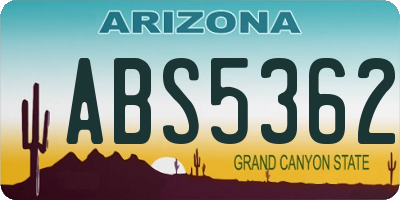 AZ license plate ABS5362