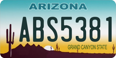 AZ license plate ABS5381