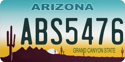 AZ license plate ABS5476