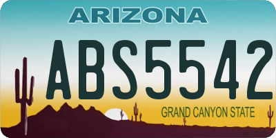AZ license plate ABS5542