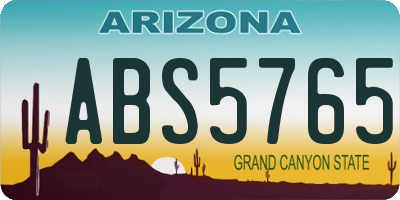 AZ license plate ABS5765