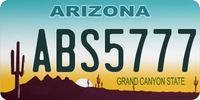 AZ license plate ABS5777