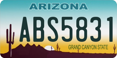 AZ license plate ABS5831