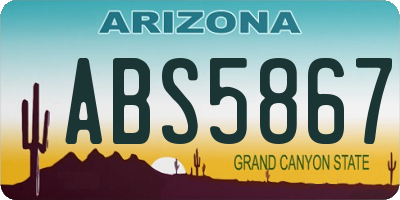 AZ license plate ABS5867