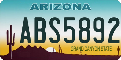 AZ license plate ABS5892