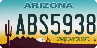 AZ license plate ABS5938