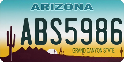 AZ license plate ABS5986