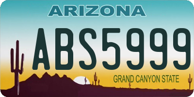AZ license plate ABS5999