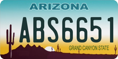 AZ license plate ABS6651