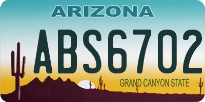 AZ license plate ABS6702