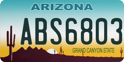 AZ license plate ABS6803