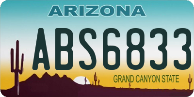 AZ license plate ABS6833