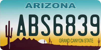 AZ license plate ABS6839