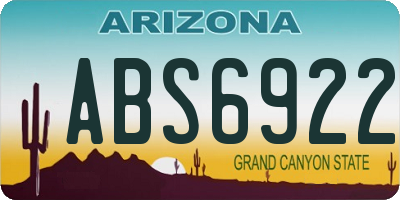 AZ license plate ABS6922