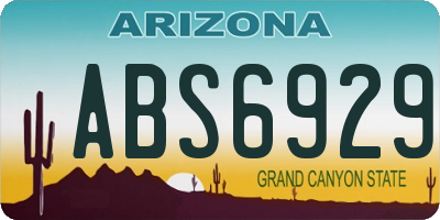 AZ license plate ABS6929