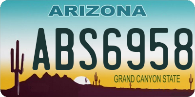 AZ license plate ABS6958