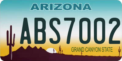 AZ license plate ABS7002