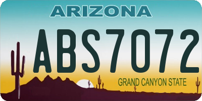 AZ license plate ABS7072