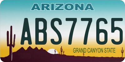 AZ license plate ABS7765