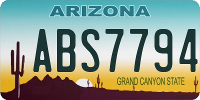 AZ license plate ABS7794