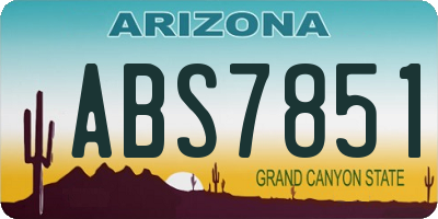 AZ license plate ABS7851
