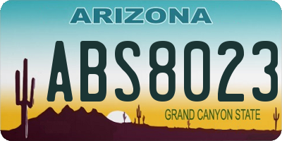 AZ license plate ABS8023