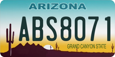 AZ license plate ABS8071