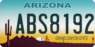 AZ license plate ABS8192