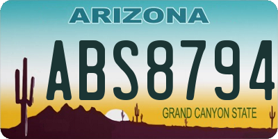 AZ license plate ABS8794