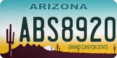 AZ license plate ABS8920