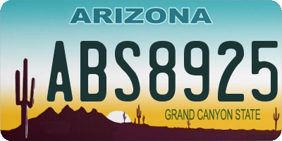 AZ license plate ABS8925