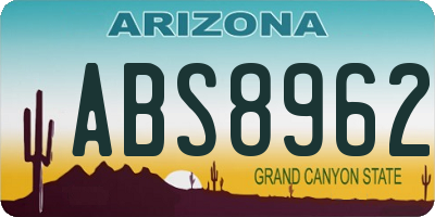 AZ license plate ABS8962