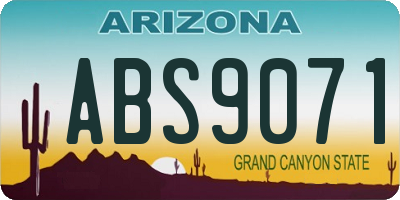 AZ license plate ABS9071