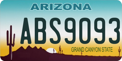 AZ license plate ABS9093