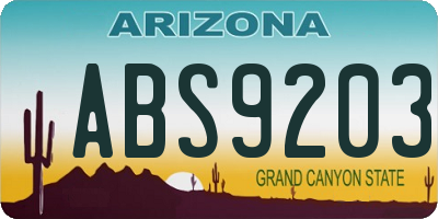 AZ license plate ABS9203