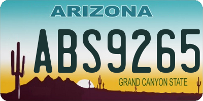 AZ license plate ABS9265