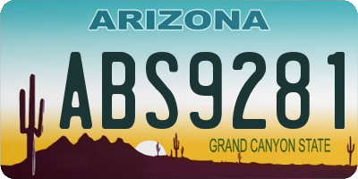 AZ license plate ABS9281