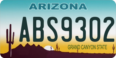 AZ license plate ABS9302