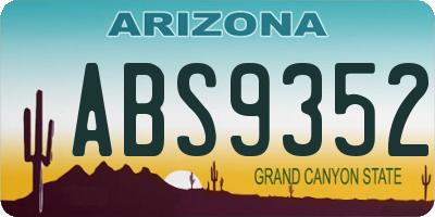 AZ license plate ABS9352