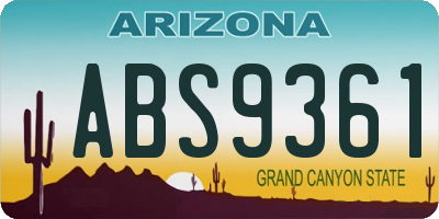AZ license plate ABS9361